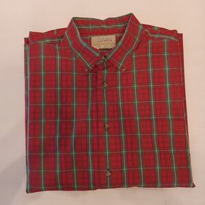 Men’s Cabela's XL Shirt Long Sleeve Button Down Plaid  Green Red Heavy Duty